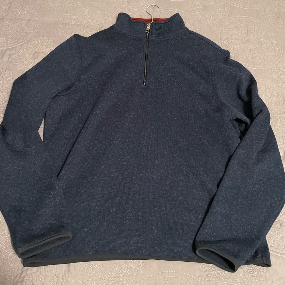Nautica Men’s 1/4 Zip Pullover Blue/Red Medium